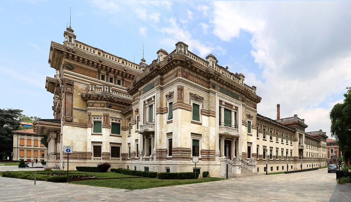 Ornate Art Nouveau facade of the Terme Berzieri spa in Salsomaggiore Terme